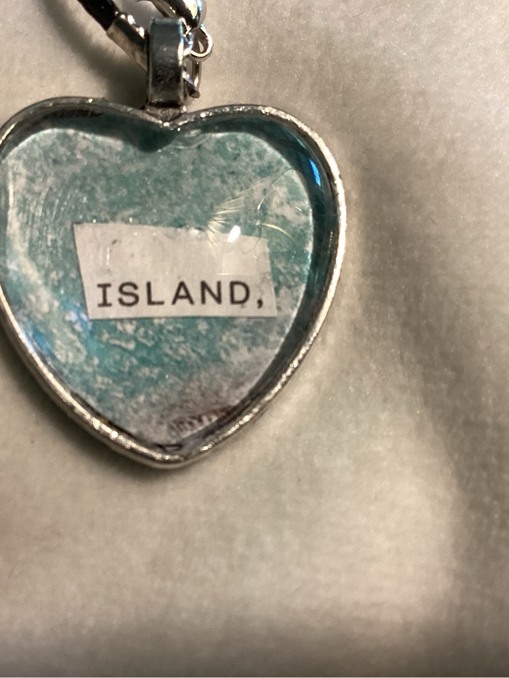Heart Pendant Necklace with Turquoise 'Island' Insert Hand Crafted New